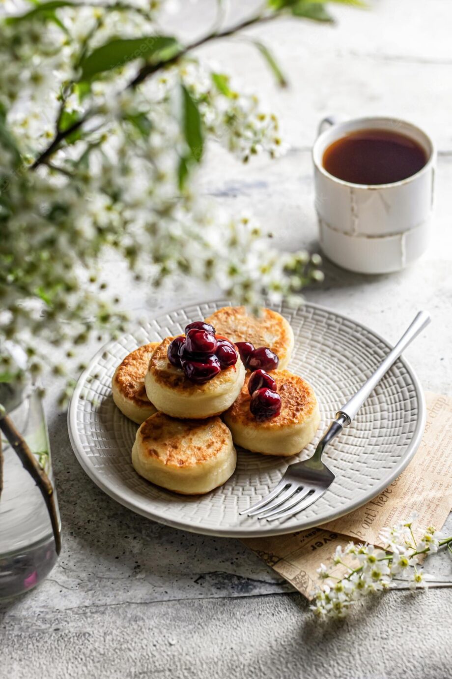Syrniki with cherry