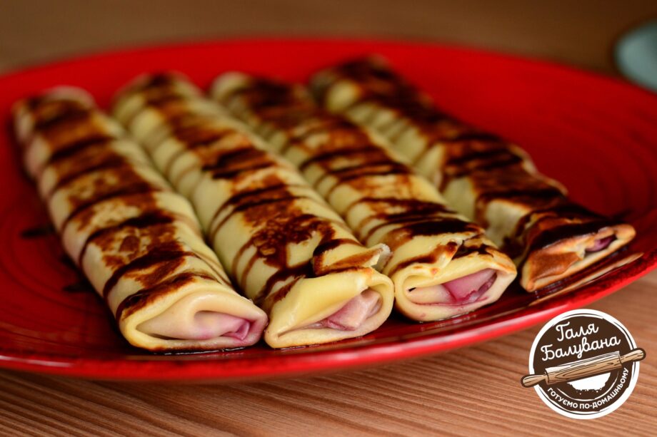 Pancakes with cherries and sweet cheese